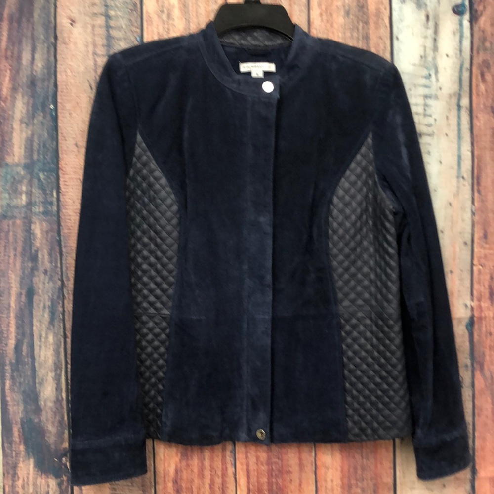 ISAAC MIZRAHI LIVE NAVY‎ LEATHER JACKET 8